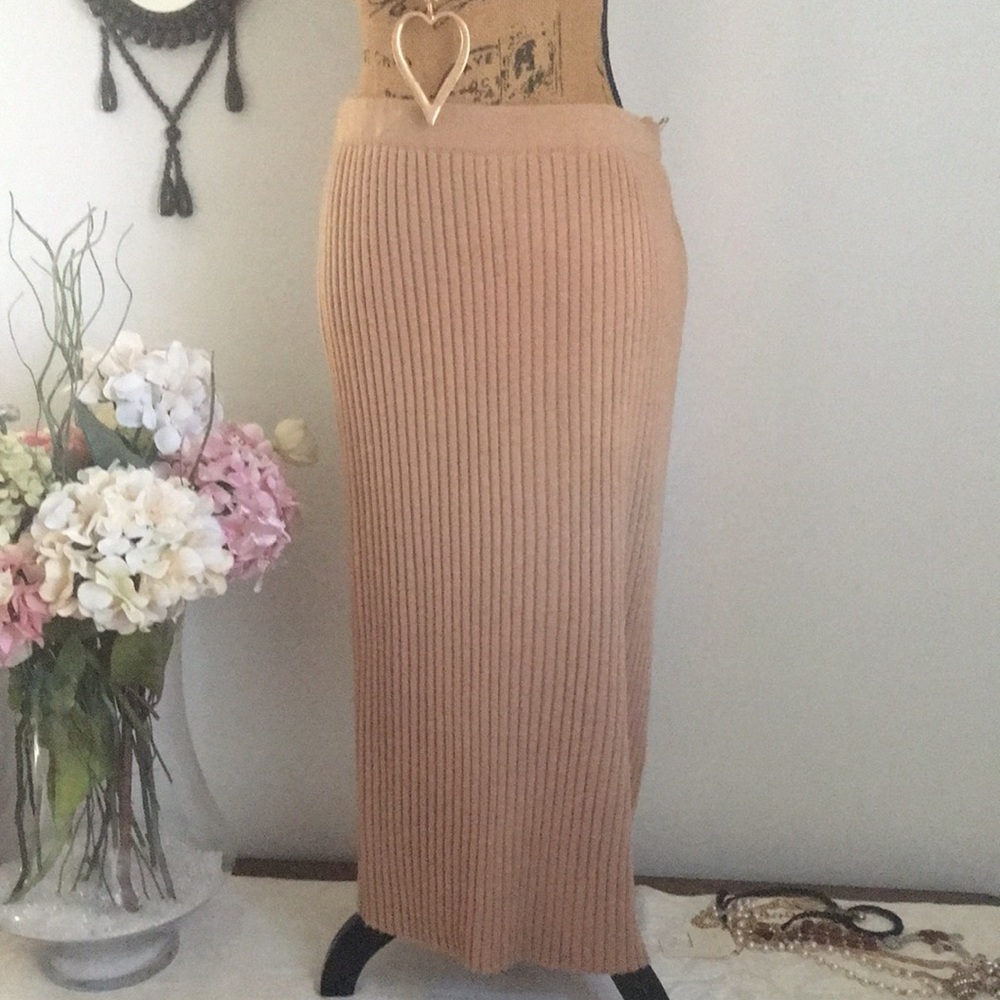 Beige Sweater Maxi Skirt